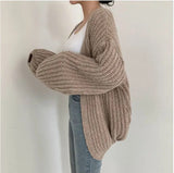 MEXZT Vintage Harajuku Lantern Sleeve Women Cardigan Sweater Casual Korean Fall Streetwear Tops Coat Chic Lazy Wind Y2k Sweater
