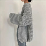 MEXZT Vintage Harajuku Lantern Sleeve Women Cardigan Sweater Casual Korean Fall Streetwear Tops Coat Chic Lazy Wind Y2k Sweater