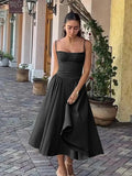 Summer Women Chest Wrapped Sling Dress Sexy Solid Off Shoulder Pleated Maxi Robes New Summer Female Vacation Party Streetwear