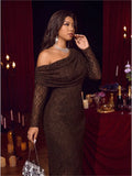 Women's 1-4XL A Line Lace Fashion Designer Long Dresses (Plus Size)-Dresses
