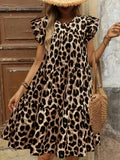 Women's 1-5XL A-Line Leopard Print Fashion Designer Midi Dresses (Plus Size)-Women's Fashion Designer Plus Size Dresses-International Women's Clothing