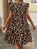 Women's 1-5XL A-Line Leopard Print Fashion Designer Midi Dresses (Plus Size)-Women's Fashion Designer Plus Size Dresses-International Women's Clothing