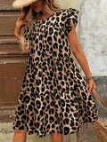 Women's 1-5XL A-Line Leopard Print Fashion Designer Midi Dresses (Plus Size)-Women's Fashion Designer Plus Size Dresses-International Women's Clothing