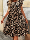 Women's 1-5XL A-Line Leopard Print Fashion Designer Midi Dresses (Plus Size)-Women's Fashion Designer Plus Size Dresses-International Women's Clothing