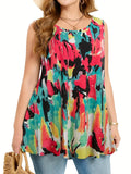 Women's 1-5XL Fashion Designer Block Patchwork Singlets (Plus Size)