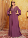 Women's 1-5XL Fashion Designer Sequin Chiffon Long Dresses (Plus Size)