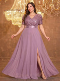Women's 1-5XL Fashion Designer Sequin Split Long Dresses (Plus Size)