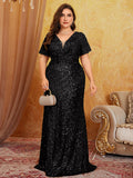 Women's 1-5XL Fashion Designer Sequins Evening Long Dresses (Plus Size)