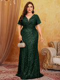 Women's 1-5XL Fashion Designer Sequins Evening Long Dresses (Plus Size)