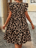 Women's 1-5XL Leopard Print A-Line Fashion Designer Midi Dresses (Plus Size)