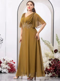 Women's 1-7XL Fashion Designer Bridesmaid Chiffon Long Dresses (Plus Size)-Women's Fashion Designer Plus Size Dresses