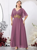 Women's 1-7XL Fashion Designer Bridesmaid Chiffon Long Dresses (Plus Size)-Women's Fashion Designer Plus Size Dresses