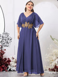 Women's 1-7XL Fashion Designer Bridesmaid Chiffon Long Dresses (Plus Size)-Women's Fashion Designer Plus Size Dresses