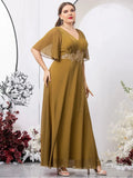 Women's 1-7XL Fashion Designer Bridesmaid Chiffon Long Dresses (Plus Size)-Women's Fashion Designer Plus Size Dresses