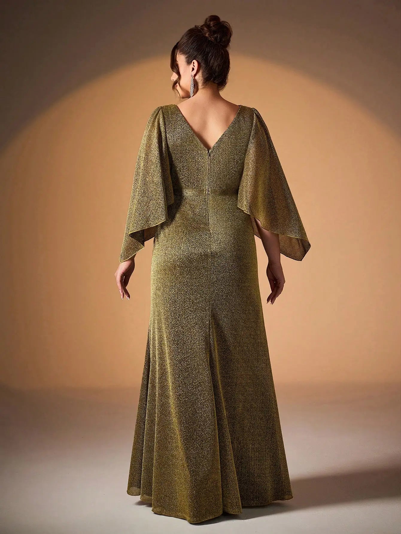 Women's 2-4XL A Line Sequin Fashion Designer Satin Long Dresses (Plus Size)