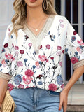 Women's 2-4XL Blouses Floral Lace Fashion Designer T-Shirts (Plus Size)