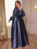 Women's 2-4XL Fashion Designer Sequin Evening  Long Dresses (Plus Size)