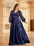 Women's 2-4XL Fashion Designer Sequin Evening  Long Dresses (Plus Size)