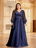 Women's 2-4XL Fashion Designer Sequin Evening  Long Dresses (Plus Size)