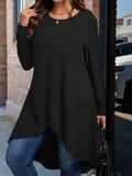 Women's 2-5XL Designer Fashion Asymmetrical Long-Sleeve Tops (Plus Size)