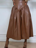Women's 2-5XL Fashion Designer A-Line Leather Skirts (Plus Size)