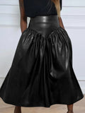 Women's 2-5XL Fashion Designer A-Line Leather Skirts (Plus Size)