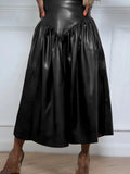 Women's 2-5XL Fashion Designer A-Line Leather Skirts (Plus Size)