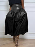 Women's 2-5XL Fashion Designer A-Line Leather Skirts (Plus Size)