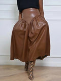 Women's 2-5XL Fashion Designer A-Line Leather Skirts (Plus Size)