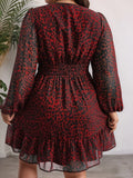 Women's 2-5XL Fashion Designer Chiffon Leopard Short Dresses (Plus Size)