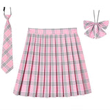 Women's 2-5XL Fashion Designer High Waist Plaid Pleated Skirts (Plus Size)