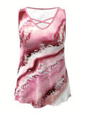 Women's 2-5XL Fashion Designer Marble Print Singlets (Plus Size)
