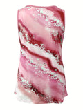 Women's 2-5XL Fashion Designer Marble Print Singlets (Plus Size)