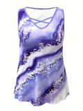Women's 2-5XL Fashion Designer Marble Print Singlets (Plus Size)