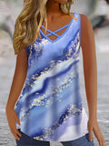 Women's 2-5XL Fashion Designer Marble Print Singlets (Plus Size)