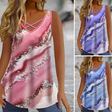 Women's 2-5XL Fashion Designer Marble Print Singlets (Plus Size)