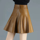 Women's 2-5XL Leather Fashion Designer A-Line Short Skirts (Plus Size)
