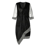 Women's 2-5XL Mesh Sleeve Fashion Designer Midi Dresses (Plus Size)