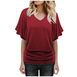Women's 2-5XL Ruffle Fashion Designer T-Shirts (Plus Size)