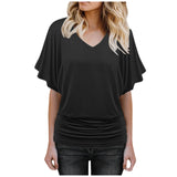 Women's 2-5XL Ruffle Fashion Designer T-Shirts (Plus Size)