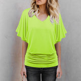 Women's 2-5XL Ruffle Fashion Designer T-Shirts (Plus Size)