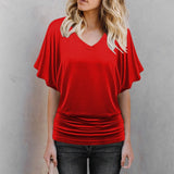 Women's 2-5XL Ruffle Fashion Designer T-Shirts (Plus Size)