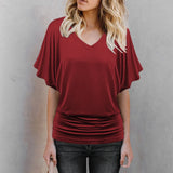 Women's 2-5XL Ruffle Fashion Designer T-Shirts (Plus Size)