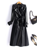 Women's 2-7XL Orange Designer Leather Trench Coats (Plus Size)