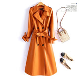 Women's 2-7XL Orange Designer Leather Trench Coats (Plus Size)