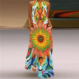 Women's 3-5XL Fashion Designer Sundress Retro Print Long Dresses (Plus Size)