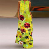 Women's 3-5XL Fashion Designer Sundress Retro Print Long Dresses (Plus Size)