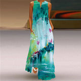 Women's 3-5XL Fashion Designer Sundress Retro Print Long Dresses (Plus Size)