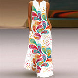 Women's 3-5XL Fashion Designer Sundress Retro Print Long Dresses (Plus Size)