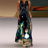 Women's 3-5XL Fashion Designer Sundress Retro Print Long Dresses (Plus Size)
